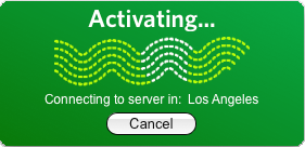Activating Welcome screen. Private WiFi runs as a system tray icon